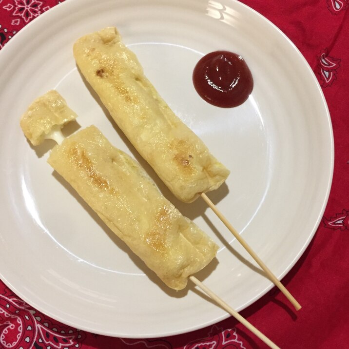 さけるチーズと油揚げで低糖質チーズハットク☆